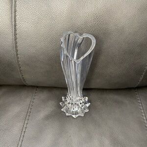 Sweet Gorham Lead Crystal Heart Shaped Valentine Vase 7.75 Tall Heavy Vintage